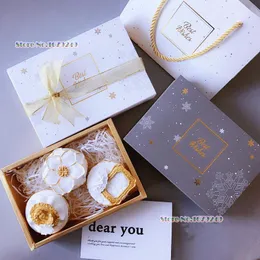 Geschenkpapier Weihnachten/Jahr Schneeflocke Sampling Kuchen Box Dessert Macarons Boxen Gebäck Verpackung Boxen100 Teile/los