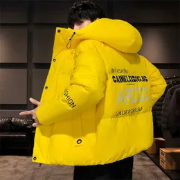 Męska płaszcz zima Koreański styl bawełna wyściełana kurtka Młodzież Ciepły Solidny kolor Outwear Slim Fit Męska Kurtka Przypadkowa Plus Rozmiar 210927