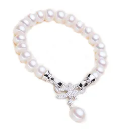 YKNRBPH S925 Trendig armband Natural White Freshwater Pearl Weddings Gift för Women's