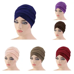 女性イスラム教徒のロングテールスカーフ帽子ターバンケモキャップ脱毛イスラムのヘッドラップヘッドカバーラップキャップ帽子の帽子のビーニーボンネットハット