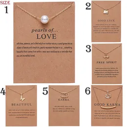 Smycken Dogeared Halsband med presentkort Elefant Pearl Love Wings Cross Key Zodiac Sign Compass Lotus Pendant For Women