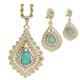 Brincos Colar Solspicems Moda Crystal Green Crystal Women Women Wedding Jewelry Sets