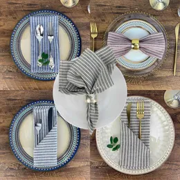 Set med 12 Plain Striped 17 x 17inches Tyg Servetter Bomull Dinner Tail Fabric Placemats 6 Färger för evenemang Hemanvändning