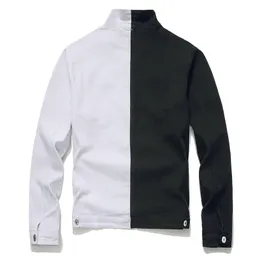 Half black half white denim jacket deals