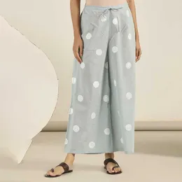 Fashion Polka Dot Print Casual Spodnie Spodnie i Lato Koreański High-End Triocetate szerokokrwiste spodnie damskie plus rozmiar 210709