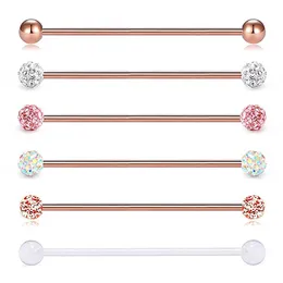 Industriell barbell Kirurgisk stålbruskörhängen CZ Industrial Ear Crystal Ferido Industriail Piercing Smycken
