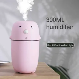 est luftfuktare söt husdjur mini hushåll liten fuktgivande aromaterapi bil kreativitet luft usb ledd nattlampa 300ml 210724