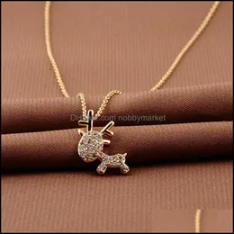 Pendant Necklaces & Pendants Jewelry Women Fashion Necklace 18K Gold Plated Diamonds Zircon Animal Fawn Link Chain Statement Charm Birthday