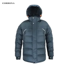 Corbona мужская куртка зимняя утолщение бизнеса деловая повседневная мода высококачественное парку хлопок пальто молния с капюшоном мужчина 211104
