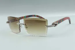 style Direct sales cutting lens medium diamonds sunglasses 3524021, peacock wooden temples glasses, size: 58-18-135mm
