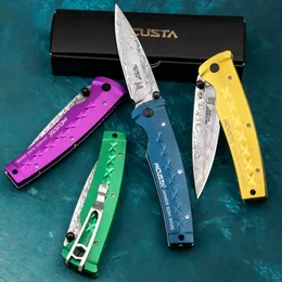 Coltello pieghevole Damasco di alta qualità portatile difensivo esterno Coltello pieghevole Damasco piccolo coltello da sopravvivenza tattico HW101