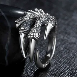 S925 Yintai Silver Men's Ring Opening Dragon Domineering Personality Trendy Little Finger Tail