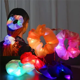 Novelty Lighting LED Luminous Hair Bands Scrunchies Women Girls Headwear Hair Rope Simple Wrist band Rings Rubber Accessories