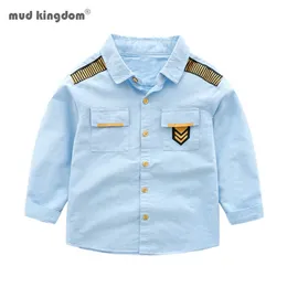 Mudkingdom Boys Shirts Spring Autumn Long Sleeve Lapel Navy Style Kids Clothes Casual Tops for 210615