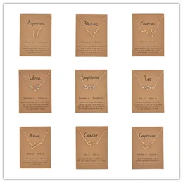 Glänsande Crystal Star Zodiac Sign 12 Constellation Pendent Halsband Kvinnlig Elegant Silver Color Choker Halsband Smycken