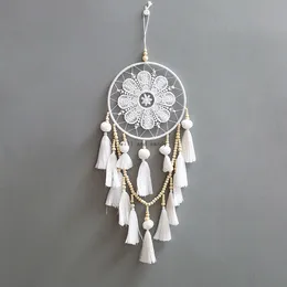 Blommig träpärla tassel hängsmycke hängande för hem fönster dekor vind chimes wall car hanging decor