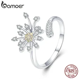 925 prata esterlina florescendo dandelion amor cz anéis ajustáveis ​​para mulheres jóias de noivado de casamento scr471 211217
