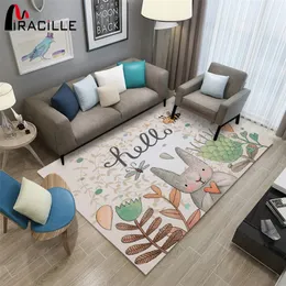 Miracille 3D Printed Bunny Design Livingroom Carpet Rabbit Kids Large Carpets Playmate Rug Home Decor 210301