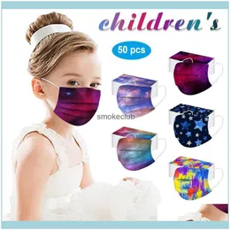 Protective Gear Sports Outdoors Cycling Caps & Masks 50Pcs Unisex Kids Disposable Face Mask 3Ply Ear Loop Breathable Mouth Er Outdoor Hallow