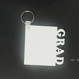 MOM DAD FAM LOVE GRAD Sublimation Blank Keychain MDF Wooden Key Chain Pendant Thermal Transfer Key Ring Party Favor LLD13643