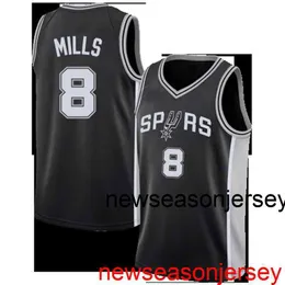 Camisa de basquete masculina 100% costurada Patty Mills nº 8 barata personalizada masculina feminina juvenil XS-6XL camisas de basquete