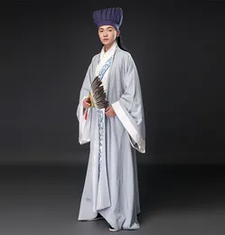 Kinesisk Forntida Hanfu Male TV Film Performance Stage Wear Minister kläder Ancient De tre Kingdoms Period Zhuge Liangs kostym