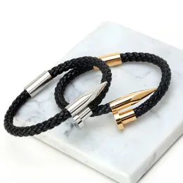 Mcllroy Bracelets Men brackelts Bangles Pulseiras 6mm Weave Genuine leather Nail bracelet Charm love cuff bracelet masculina