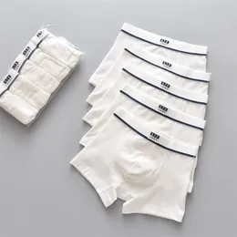 5 sztuk / paczka chłopcy bielizna czysty biały kolor krótkie bokserki nastoletnie majtki szkolne oddychające majtki dla dzieci ubrania dziecko 210622