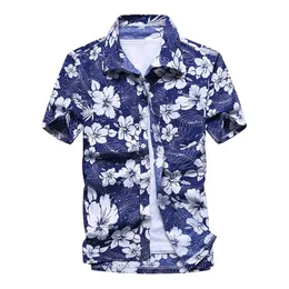 Moda Mężczyzna Hawajska koszula Mężczyzna Casual Kolorowe Drukowane Plaża Aloha Koszule Krótki Rękaw Plus Rozmiar 5xl Camisa Hawaiana Hombre 220309