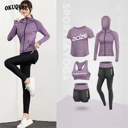 Mulheres Yoga Conjunto De Esportes High-Waisted Sports Cinzento Cinzento Azul treino Roupas Tracksuit Jogging Running Treinamento Treinamento Ginásio Sportswear Woman 210802