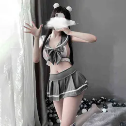NXY Sexy Zestaw Cosplay Bielizna Student Uniform z Miniskirt Outfit School Girl japoński erotyczne kobiety garnitur Kant Babydoll Odzież 1210
