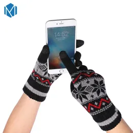 Fingerless Handskar Miya Mona Women Warm Winter Screen Sense Unisex Female Men's Thick Sticked Full Finger Mittens Luvas Handschoenen