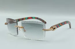stil bästsäljande påfågel trät tempel glasögon 3524021, skär lins medium diamanter solglasögon, storlek: 58-18-135mm