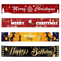 3 Meter Vliesstoffe Frohe Weihnachten Banner Halloween Banner Happy Birthday Banner Weihnachten Halloween Geburtstag Party Dekor Y201015