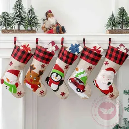 Nowy 2022 Christmas Stocking Sack Xmas Gift Candy Bag Noel Dekoracje do domu Natal Navidad Sock Tree Decor