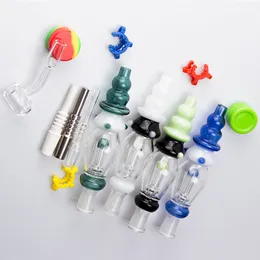 CSYC NC039 휴대용 유리 물 파이프 키트 흡연 빨대 10mm 14mm 티타늄 석영 네일 세라믹 팁 Dab Rig Mini Bongs