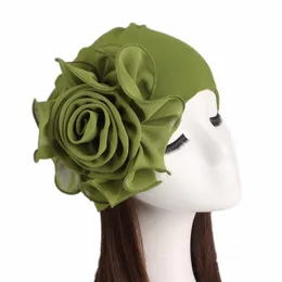 Etnisk Kläder 2022 Afrikanska Klänningar För Kvinnor Sida Stor Flower Bambu Fiber Stretch Headscarf Hat, Ladies Elegant Mode Kemoterapi Hat