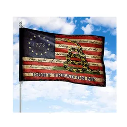 Don't Tread On Me Gadsden American 3x5ft Flags Banners 100%Polyester Digital Printing For Indoor Outdoor High Quality with Brass Grommets