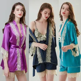 Kvinnors Sleepwear 2021 Senaste Mode European och American -Selling Nightgown Spring Style Silk Imitati