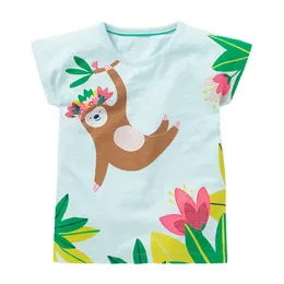 ジャンプメータートップス子供の女の子Tシャツの動物プリント夏のファッション綿ティー服Baby 210529
