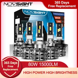 Novsight المصباح المصابيح LED H7 H4 H1 H3 H11 H13 9005 9006 9007 مصغرة حجم فك السيارة 80W 15000LM 6500K السيارات كشافات