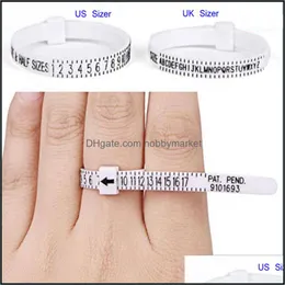 Ring Sizers Smycken Verktyg Utrustning 50pcs Size Uk USA Brittisk Amerikanskt Europeisk Standard Storlek Mätning Bälte Ringar Finger Screening Jew