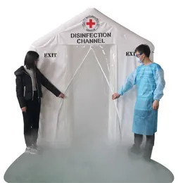 2x2x2.5m Bärbar utrustning Uppblåsbara desinfektionstunnel Airtight Sanitizing Tent Spray Gate för medicinsk nödsituation