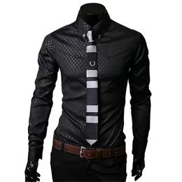 Camisas a cuadros para hombre marca 5XL nuevas camisas de vestir para hombre manga larga ajustada Casual negro blancoSocial 210708