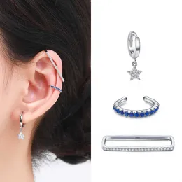 1 PCS Ear Cuff 100% 925 Sterling Silver Fashion Charm Sparkling Rainbow Crystal Orecchini a clip per le donne Fine Jewelry Gift 210707