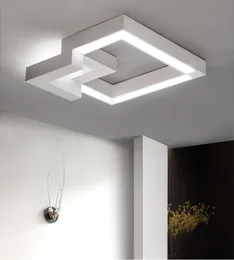 Modern vit LED taklampor Geometri kvadrat dimbar konst ljuskrona inomhus dekoration för vardagsrum