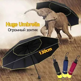 130cm 최고 품질 남성 비 여자 windproof 대형 파라과스 남성 여성 태양 3 플래 킹 큰 우산 야외 Parapluie 210320