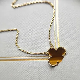 S Sier Quality Pendant Necklace in Gold Plated with Tiger Eye Stone for Women Wedding Jewelry Gift Have Box Stamp PS4730 L