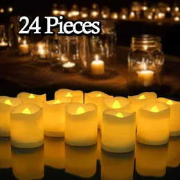 12/24Pcs Creative LED Candle Battery Powered Flameless Tea Light Lamp for For Home Wedding Party Decoration Supplies Dropship 210702