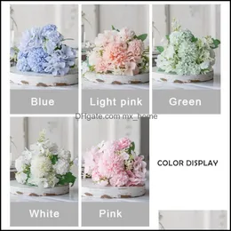 Dekorativa kransar Festliga parti Leverantörer Garden1pc 5 Heads Hydrangea Flower Wedding Bride Colorf Artificial Bouquet Peony Silk Flowers TA